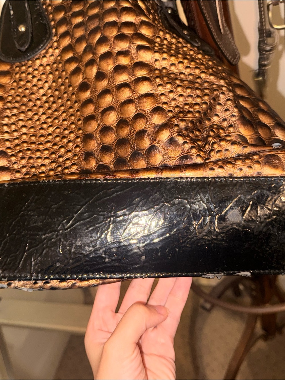 Textured Metallic Bronze Tote Bag with Stud Accents - Picture 8 of 10